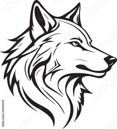 Majestic Wolf Head Illustration