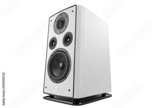 White and Black Modern Audio Speaker with Multiple Drivers Isolated on a transparent background sound photo