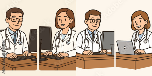 Professional Doctors Engaged in Telemedicine Consultation