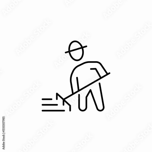 man raking ground icon sign vector