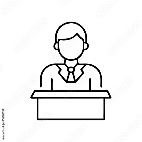 Moderator icon representing public speaking at a podium