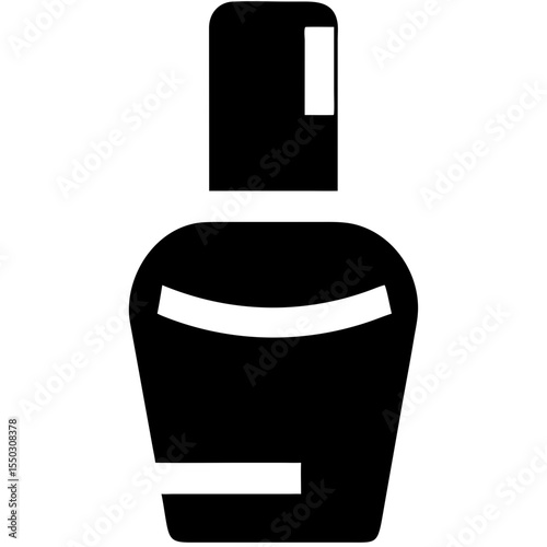 Nail polish bottle icon in black silhouette for beauty and cosmetology