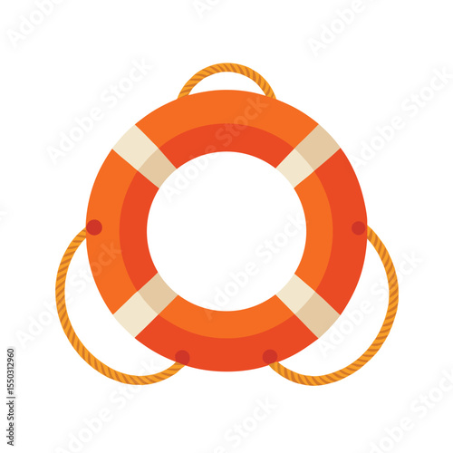 Lifebuoy floating with secure rope design Vector illustration