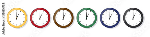 Classic wall clock template with hands. Simple flat design of the dial with hands. Vector images.