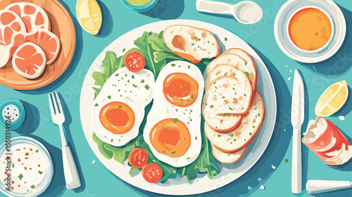 Boiled Egg Food Vector Illustration