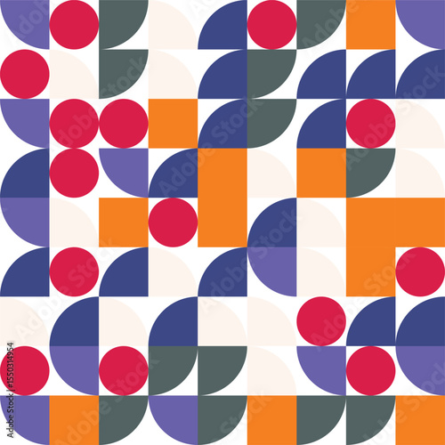 Seamless retro geometric pattern with colorful checkered design