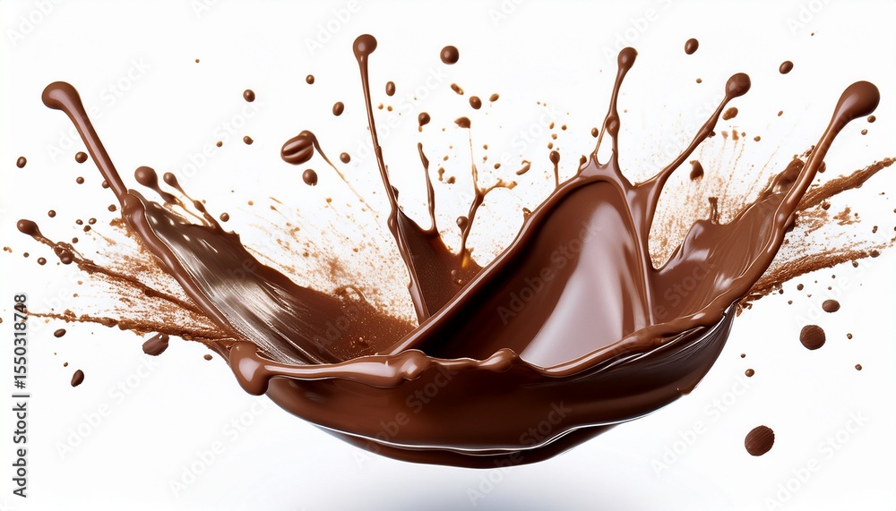 Fototapeta premium melting chocolate burst explosion splash in the air isolated on white background