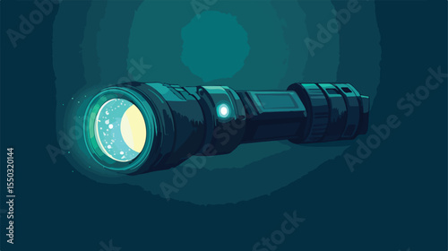 Portable Flat Vector Illustration of Electric Flashlight