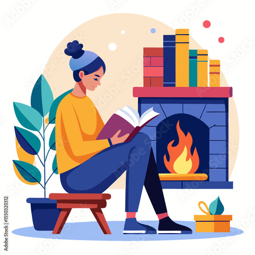 Fireplace Book Moment