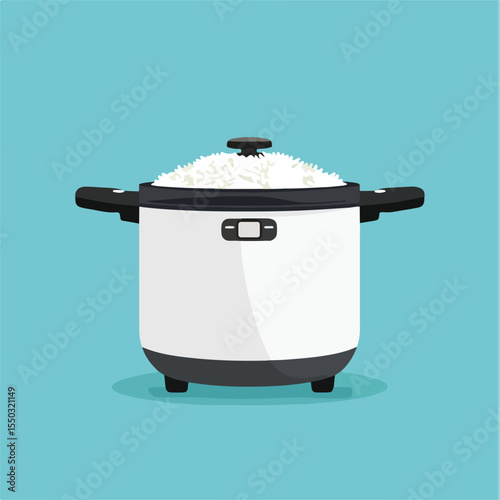 Modern Electric Rice Cooker Flat Vector Illustration