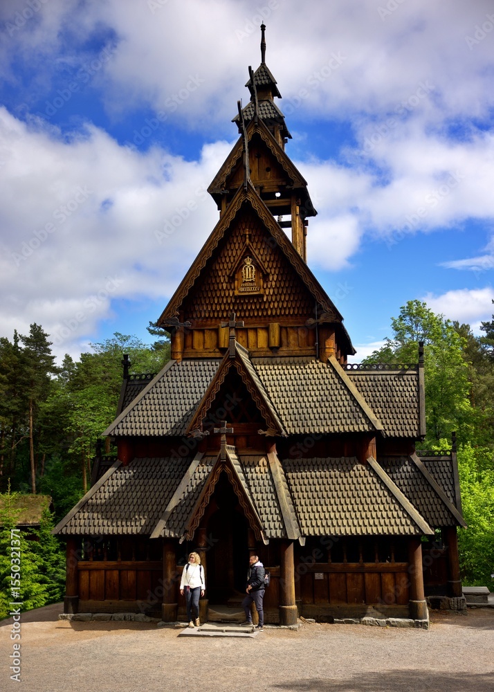 Fototapeta premium Stave Church , Norwegian Museum of Cultural History , Oslo Norway 