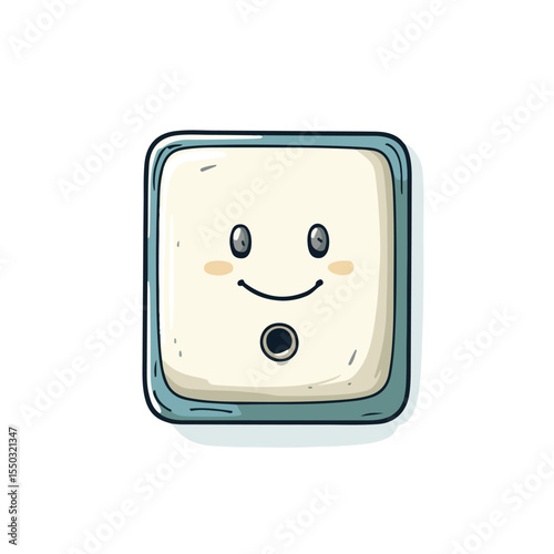 Colorful Cartoon Illustration of Electric Socket and Plug, Fun Vector Design for Kids Room Decor