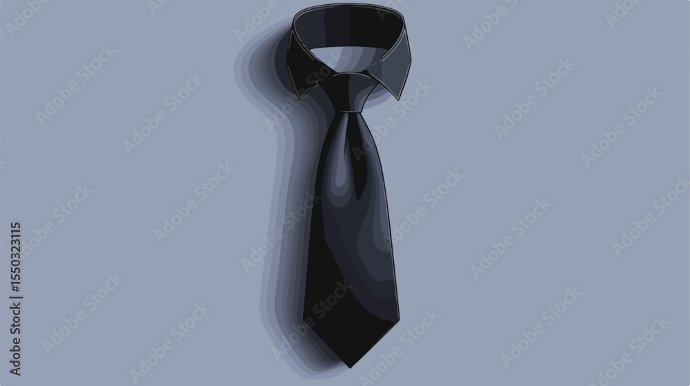 Elegant Black Necktie Flat Vector Illustration