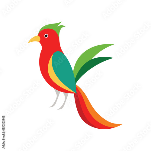 Tropical bird with radiant feather colors Vector illustration