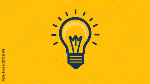 Bright idea symbol vector illustration on a vibrant yellow background represents innovation and problem solving