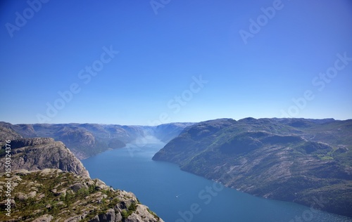 mountain landscape with blue sky Pulpit rocks Norway
