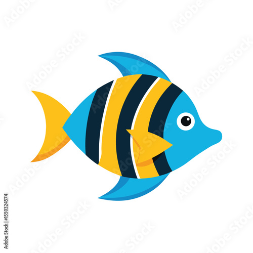 Tropical fish swimming with flowing fins Vector illustration