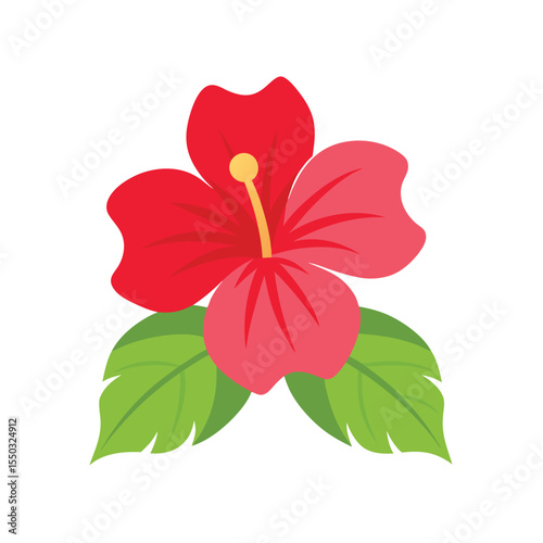Tropical hibiscus flower in full bloom Vector illustration