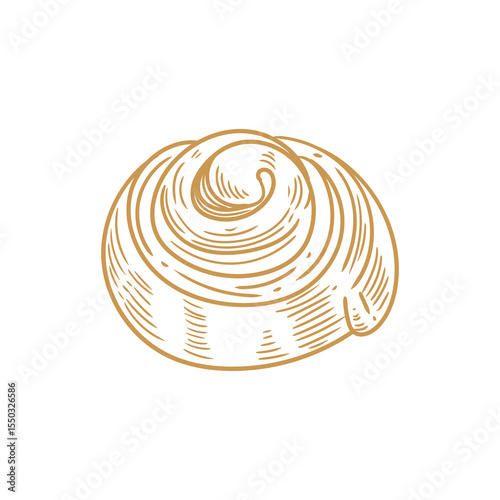 Hand-drawn lineart drawing of a cinnamon roll for a bakery or cafe, menus, cards, and graphic design. Minimalist	