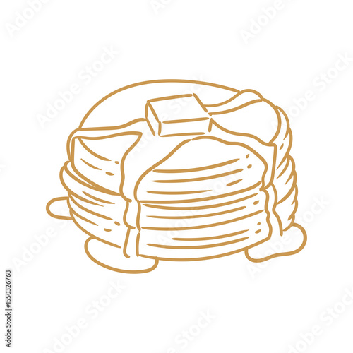 Hand-drawn illustration of a pancake for bakery or cafe, menus, cards, and graphic design.