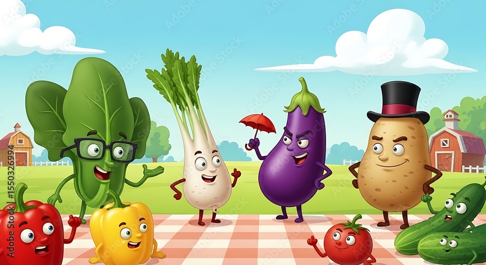 Fototapeta premium The Funniest Vegetable Picnic Ever!