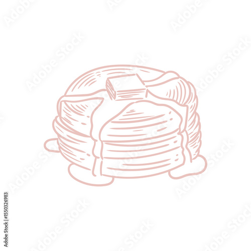 Hand-drawn illustration of a pancake for bakery or cafe, menus, cards, and graphic design.