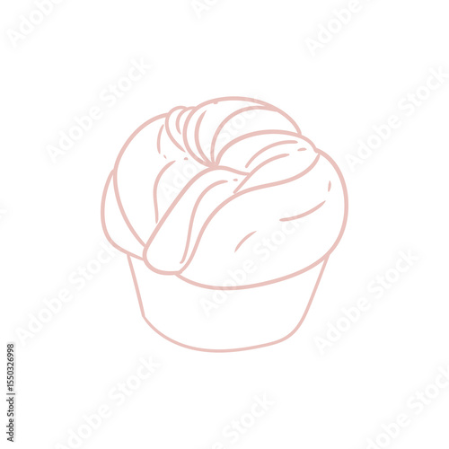 Hand-drawn illustration of brioche bread for bakery or cafe, menus, cards, and graphic design.
