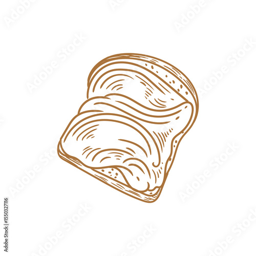 Hand-drawn illustration of a bread spread with chocolate cream for bakery or cafe, menus, cards, and graphic design.