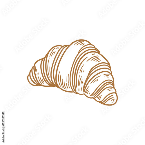 Hand-drawn illustration of a croissant for bakery or cafe, menus, cards, and graphic design.
