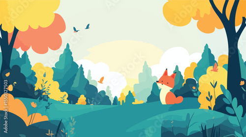 Empty Banner Template with Farm Animals in Flat Vector Style