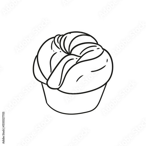 Hand-drawn illustration of brioche bread for bakery or cafe, menus, cards, and graphic design.