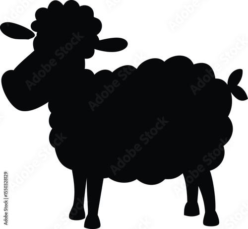 funny sheep cartoon silhouette
