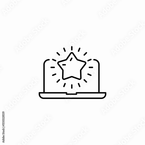 laptop star rating icon sign vector