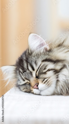 Fluffy gray cat sleeping peacefully