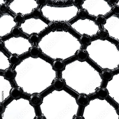 Hexagon surface geometry polygon structure allotropes of carbon nanotube. , isolated on white background,  , copy space for text,