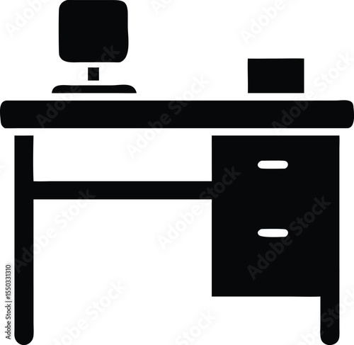 office desk icon silhouette