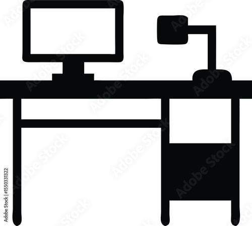 office desk icon silhouette