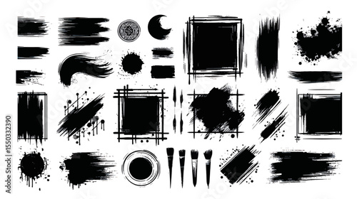 Black paint splatter set
