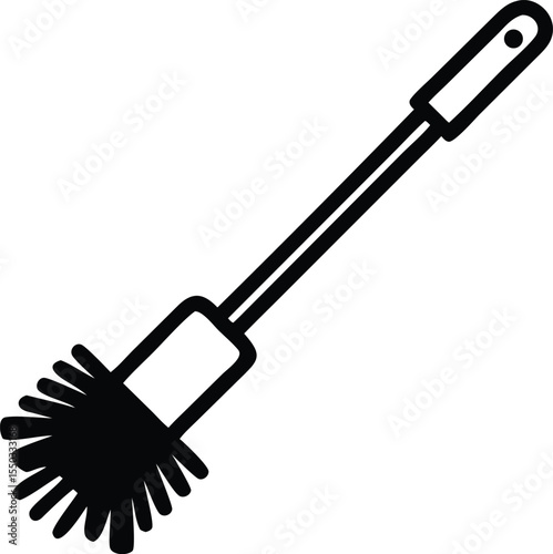 plastic toilet brush line art silhouette