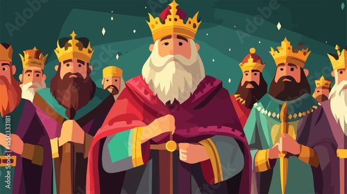 Flat Vector Illustration of Wise King Balthasar with Visually Defined Elements