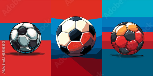 Colorful Stylized Soccer Balls on Bold Backgrounds