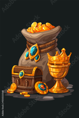 Treasure Chest and Jewels Illustration