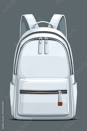 Stylish White Backpack on a Dark Background