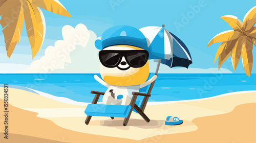 Estonia Flag Mascot Vacation Flat Vector Illustration