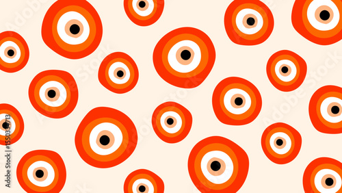 Vibrant red cartoon bubble shapes with layered round design perfect for bold print templates and sticker art