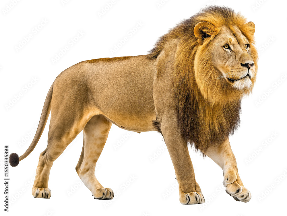 Fototapeta premium Full-Body Lion Side View – PNG