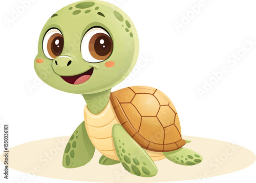 tortoise with a turtle, Cute Cartoon Sea Turtle with a Smile