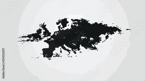 Europe Map Silhouette Icon Flat Vector Illustration