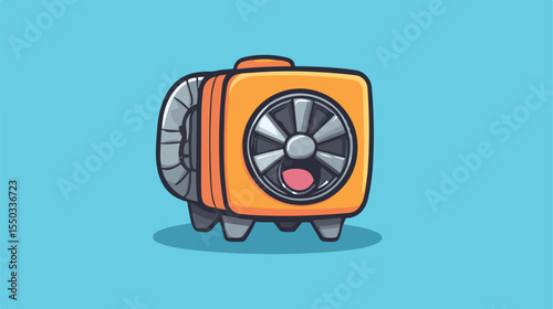 Cheerful Exhaust with the Fan Character Cartoon Mascot Illustration