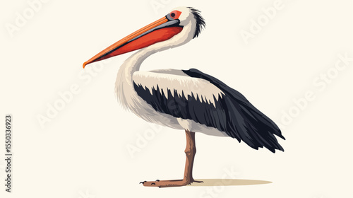Exotic Flemish Bird Animal Icon Flat Vector Illustration
